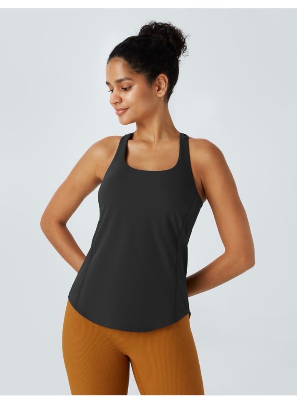 HALARA Black Scoop Neck Racerback Tank